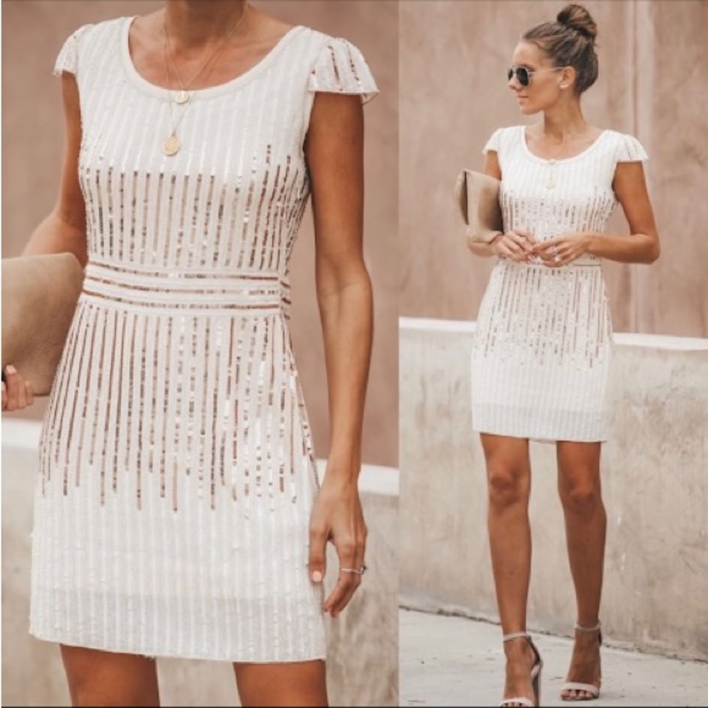 Off white sequin Vici mini dress
